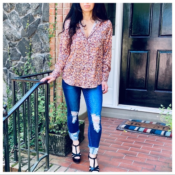 Snakeskin print button down blouse - Picture 6 of 8